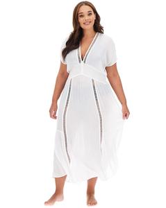 Beachwear Embroidered Insert Maxi Kaftan white £28.00