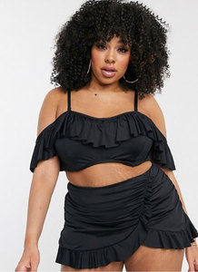 City Chic underwired bardot bikini top with frill in black £44.00 £33.85(-23%) Salsa anyone?