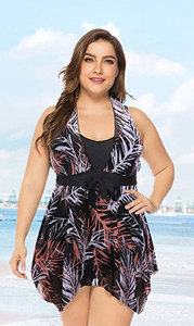 FeelinGirl Women's Vintage Halter Neck Swimming Costume Tummy Control Plus Size Floral Printed Swimdress XL-4XL £18.99 I love a suit you can pop shorts on under and look like you are ready to bar hop.